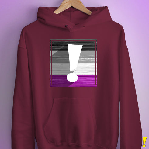 Asexual Pride Flag Exclamation Point Hoodie - Maroon